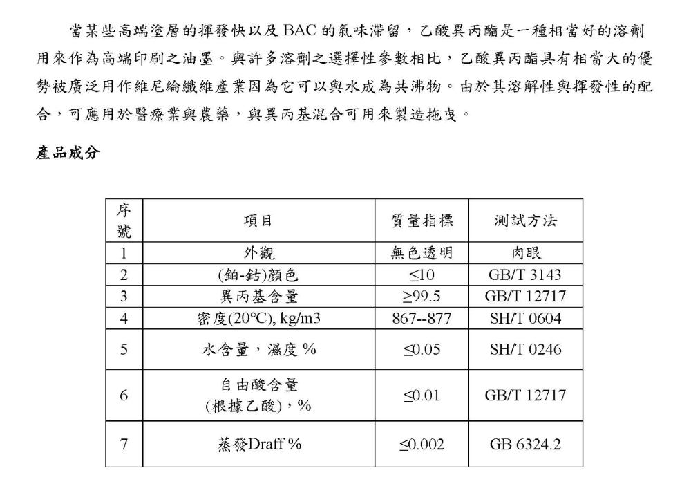 乙酸異丙酯  Isopropyl Acetate 3